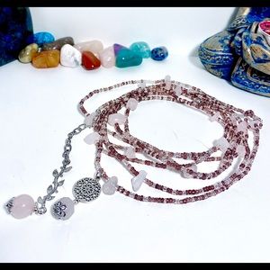 Rose quartz crystal waistbeads